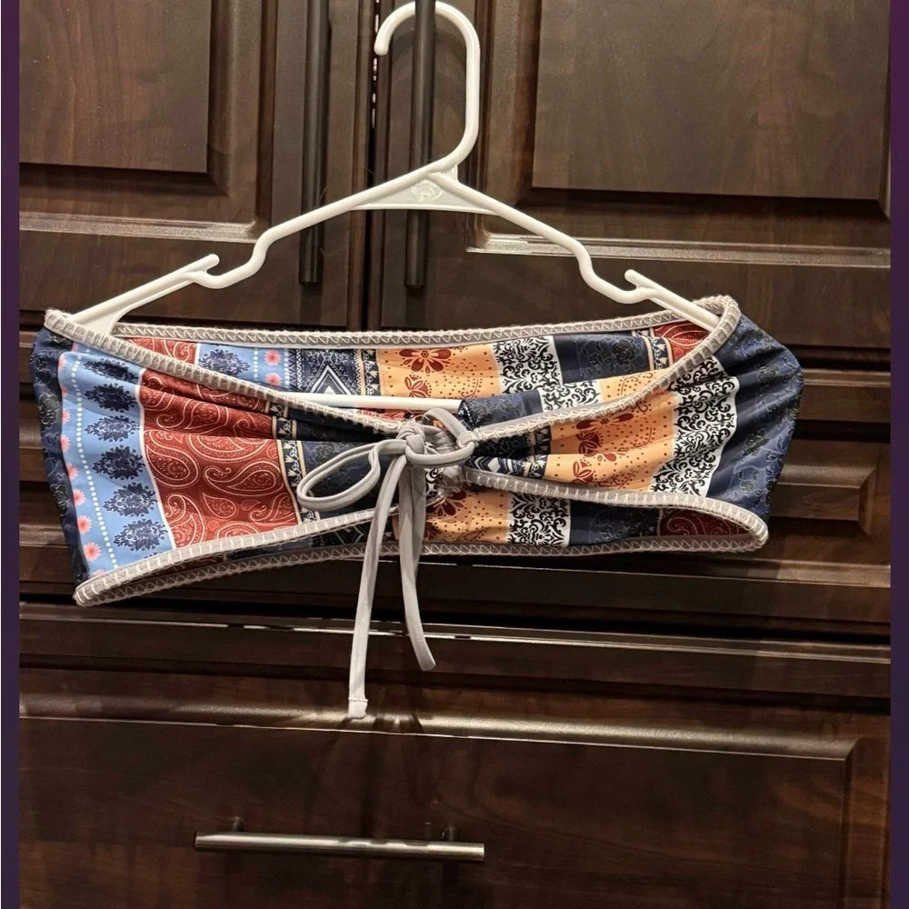 Colorful Patterned Bikini Set strapless LARGE